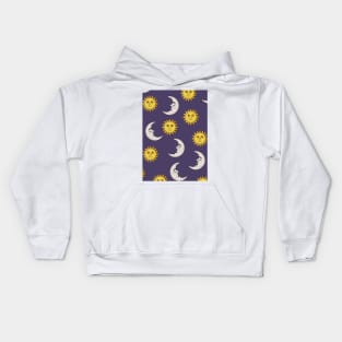 Moon and Sun pattern Kids Hoodie